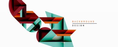 Soyut geometrik şekiller örtüşür, dinamik bileşim yaratır. Kırmızı, turuncu, deniz mavisi renkleri tasarımda baskın. Minimalist stil modern estetik, temiz arka plan görsel etkiyi artırır.