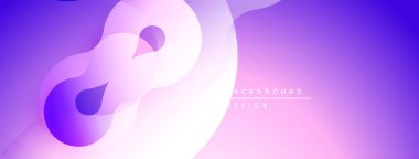 Soyut mor arkaplan. Akışkan şekiller örtüşür yumuşak gradyanlar, modern tasarım elementleri yaratır. Minimalist estetik, canlı renkler.