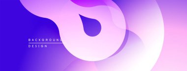 Soyut katmanlar akışkan şekiller yaratır. Mor, beyaz renkler harmanlanarak modern arka plan tasarımını oluşturuyor. Yumuşak eğimler görsel derinlik sunar.