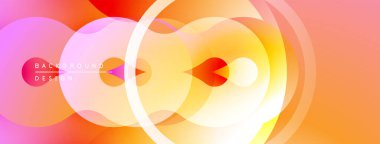 Soyut renkli katmanlar dinamik değişim etkisi yaratır. Daireler çakışıyor, parlak görsel bileşim oluşturuyor. Sıcak tonlar tasarıma hakim..