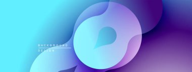 Soyut akışkan şekiller, canlı mavi mor gradyanlar. Arka planlar ve sunumlar için modern tasarım öğesi. Düz eğriler dinamik bileşim oluşturur.