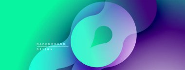 Soyut eğim arkaplanı. Sıvı şekiller karışımı turkuaz, mor, mavi renkler. Dijital projeler için modern tasarım ögesi.
