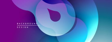 Soyut sıvı şekiller, canlı mor, mavi renkler. Modern tasarım, pürüzsüz gradyanlar dinamik görsel efekt yaratır.