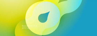 Soyut eğim arkaplanı. Turkuazda sarı geçişler. Üst üste binen dairesel şekiller dinamik görsel efekt yaratır. Minimalist tasarım.