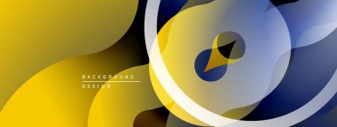 Soyut tasarım dalgalı şekiller, canlı sarı, mavi, beyaz renkler içerir. Modern estetik, dinamik bileşim, pürüzsüz eğimler sunar.