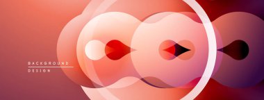 Soyut tasarım özellikleri üst üste binen daireler, gradyanlar. Sıcak renk paleti kompozisyona hükmediyor, modern estetik yaratıyor.