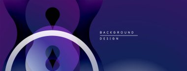 Soyut mor tasarım, üst üste binen şekiller, kıvrımlar, gradyanlar. Arka planlar ve sunumlar için modern estetik.