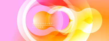 Soyut renkli tasarım. Üst üste binen daireler dinamik görsel efekt yaratır. Gradyan geçişler, düzgün şekiller, modern estetik..