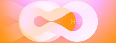 Soyut sıvı şekiller, yumuşak pembeler, portakallar modern arka plan oluşturur. Üst üste binen formlar sonsuzluğu, hareketi ve nazik eğilimleri akla getiriyor..