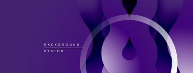 Soyut mor tasarım. Üst üste binen daireler dinamik görsel efekt yaratır. Çeşitli projeler için modern arkaplan.