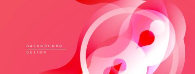 Soyut pembe tasarım. Üst üste binen daireler dinamik, akışkan şekiller yaratır. Modern estetik, arka plan veya dijital sanat için uygun.
