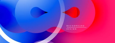 Soyut sıvı şekilleri, canlı gradyanlar. Mavi kırmızıya geçiş. Modern tasarım, düz kıvrımlar, dinamik bileşim.