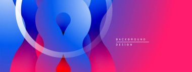 Soyut akışkan şekiller, parlak mavi, pembe gradyanlar. Modern tasarım, pürüzsüz geçişler, dinamik kompozisyon. Minimalist estetik.