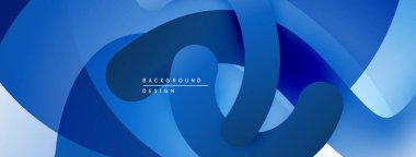 Soyut mavi tasarım katmanlı şekiller oluşturarak dinamik akış yaratır. Yumuşak kıvrımlar hareketi, modern estetiği akla getiriyor..