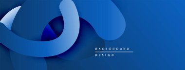 Soyut mavi tasarım katmanlı şekiller oluşturarak derinlik yaratıyor. Yumuşak kıvrımlar hareketi gösterir, modern estetiği. Minimalist kompozisyon.