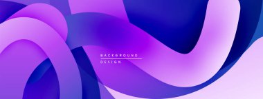 Soyut sıvı şekiller, canlı mor renkler, pürüzsüz gradyanlar modern arkaplan tasarımı yaratır. Minimalist estetik, dinamik kompozisyon.