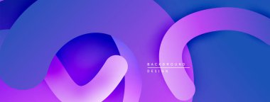 Soyut sıvı şekiller, canlı mor renkler derin maviler ile harmanlanır. Modern tasarım dinamik görsel deneyim yaratır.
