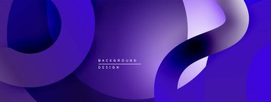 Soyut sıvı şekilleri üst üste binerek dinamik mor gradyanlar yaratır. Modern tasarım hareketi, derinliği, görsel ilgiyi çağrıştırıyor.