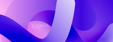 Soyut sıvı şekilleri, mor renkler baskın gelir. Gradyan karışımları dinamik görsel akış yaratır. Arka planlar için modern tasarım ögesi.