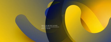 Soyut sıvı şekilleri, sarı, donanma, gri gradyanlar. Modern tasarım, düz kıvrımlar, dinamik kompozisyon. Minimalist arkaplan dokusu.