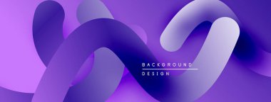 Soyut mor dalgalar sıvı dinamik arkaplan oluşturur. Düz şekiller harmanlanır, modern görsel deneyim sunulur.
