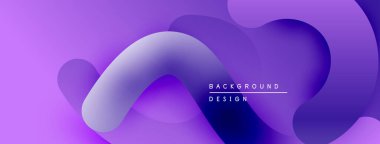 Soyut mor sıvı şekilleri örtüşür. Gradyan arkaplan modern tasarım unsuru yaratır. Minimalist estetik, pürüzsüz geçişler görünür..