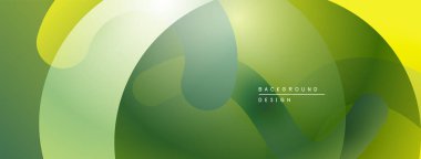 Soyut yeşil arkaplan. Pürüzsüz şekiller örtüşür, yumuşak eğimler yaratır. Dijital projeler için modern tasarım. Minimalist estetik.