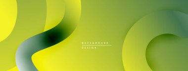 Soyut sıvı şekiller, canlı sarı, yeşil renkler. Modern tasarım, pürüzsüz eğimler dinamik kompozisyon yaratır. Minimalist estetik.
