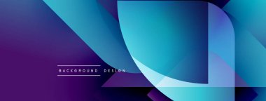 Soyut geometrik şekiller mor, mavi renkleri harmanlarlar. Modern tasarım dinamik görsel efekt yaratır. Minimum metin arkaplan tasarımı okur.