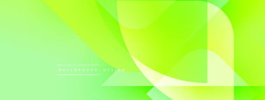 Soyut yeşil arkaplan. Üst üste binen katmanlar dinamik görsel efekt yaratır. Dijital projeler için modern tasarım.