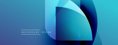Soyut mavi tasarım üst üste binen şekiller, gradyanlar. Modern estetik, arka planlar ve sunumlar için uygun. Mevcut en küçük metin.