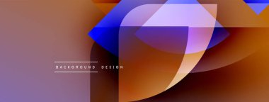 Soyut geometrik şekiller örtüşüyor, canlı renk eğimleri yaratıyor. Tasarım pürüzsüz geçişler ve modern estetik içeriyor..