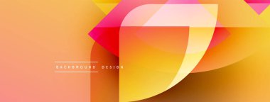 Soyut geometrik şekiller örtüşür, parlak turuncu, sarı ve pembe renkler yaratır. Modern tasarım enerjik ve dinamik hissettiriyor. Arkaplan metni arkaplan tasarımı okur.