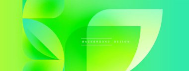 Soyut yeşil eğimli şekiller çakışıyor. Modern tasarım pürüzsüz geçişler içeriyor, metin arka plan tasarımı okuyor. Canlı renkler dinamik görsel efekt yaratır.