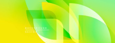 Parlak sarı, yeşil eğimler soyut şekiller yaratır. Üst üste binen katmanlar derinlik ve modern tasarım unsurları olduğunu gösteriyor. Metin arkaplan tasarımı okur.