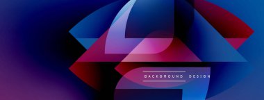 Soyut geometrik şekiller canlı mavileri, morları, kırmızıları harmanlarlar. Modern tasarım dinamik hareketler, akışkan geçişler öneriyor. Arkaplan metni arkaplan tasarımı okur.
