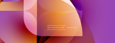 Soyut geometrik şekiller örtüşüyor, canlı turuncu ve mor renkler yaratıyor. Arkaplan ve sunumlar için modern tasarım ögesi.