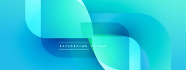 Soyut mavi eğimler akan şekiller yaratır. Modern tasarım katmanlı şeffaf biçimlere sahiptir, metin arka plan tasarımı okur. Minimalist estetik.