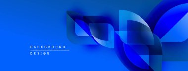 Soyut mavi tasarım katmanlı şekiller, gradyanlar, dinamik bileşimler içerir. Arka planlar ve sunumlar için modern estetik.