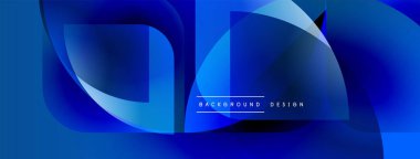 Soyut mavi tasarım. Pürüzsüz şekiller örtüşür, dinamik görsel efekt yaratır. Dijital projeler için modern arkaplan.