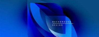 Soyut mavi tasarım. Üst üste binen şekiller dinamik görsel efekt yaratır. Metin arka plan tasarımı okur. Modern, şık bir sunum.