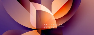 Soyut geometrik şekiller harmanlanarak canlı mor ve turuncu renkler oluşturur. Modern tasarım akıcılığı ve dinamizmi çağrıştırıyor. Mevcut en küçük metin.