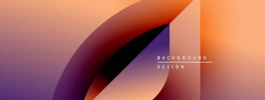Soyut eğim arkaplanı. Üst üste binen şekiller dinamik görsel efekt yaratır. Sıcak renkler kompozisyona hakim, mor aksanlar mevcut. Minimalist tasarım.