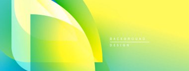 Soyut gradyan şekiller çakışıyor. Sarı, yeşil renkler tasarımda baskın. Modern estetik, temiz çizgiler basit arkaplan sunar.