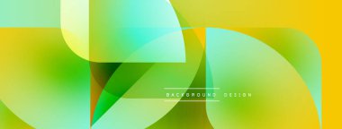 Soyut enerjik tasarım. Üstüste binen yarı saydam şekiller dinamik görsel akış yaratır. Sarı, yeşiller kompozisyona hakim. Modern estetik.