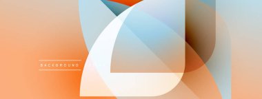 Soyut geometrik şekiller çakışıyor ve yumuşak eğimler yaratıyor. Sıcak portakallar havalı mavilerle harmanlanarak modern tasarımı oluşturur. Minimalist estetik.