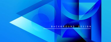 Soyut mavi tasarım geometrik şekiller, gradyanlar, çizgiler içerir. Arka planlar ve sunumlar için modern estetik.