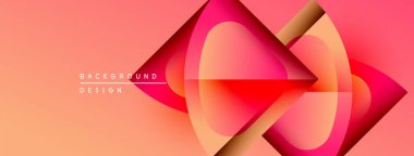 Soyut tasarım özellikleri üst üste gelen pembe şekiller, altın çizgiler. Portakaldan şeftali tonuna geçiş. Modern, dinamik kompozisyon.