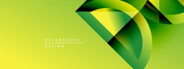 Soyut geometrik şekiller, canlı yeşil renkler, sarı eğim. Arkaplan, pankart ve sunumlar için modern tasarım ögesi.