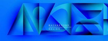 Soyut mavi katmanlar dinamik bileşim yaratır. Derece gölgeleri derinliği, modern estetiği gösteriyor. Minimum metin arka plan tasarım kavramını vurguluyor.